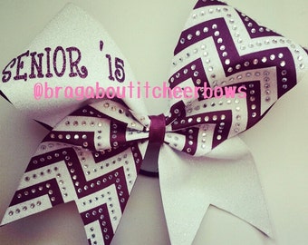 Senior Bow Style E in Maroon and White