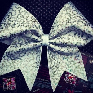 Wit en zilver Hologram Sequin Cheer Bow