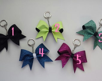 Glitter Keychain Bows. Cheer Bow Keychain.