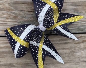 Brenda Cheer Bow in Black, Gold and White