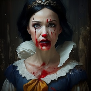 Horrible Bloody Snow White - Arte digital con IA