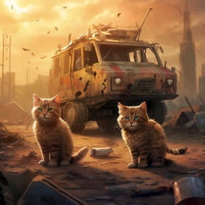 Post Apocalyptic Kitties -  Digital AI Art