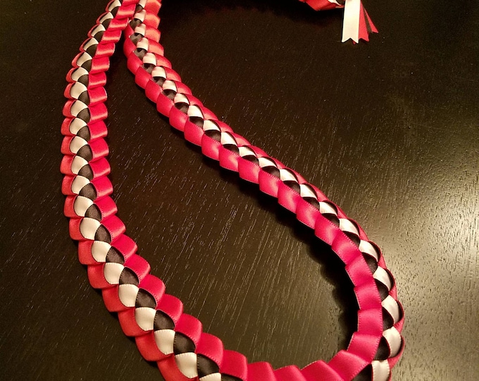 Graduation Lei - Ribbon Lei - Red, Black, White - Etsy
