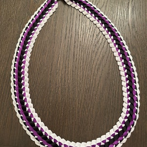 Graduation Lei - Purple Black White - Ready to ship