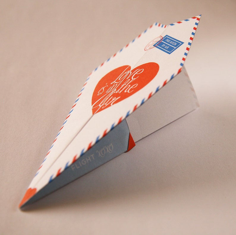 Printable Paper Airplane Valentines / Anniversary Card image 3