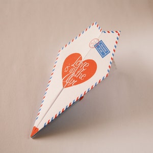 Printable Paper Airplane Valentines / Anniversary Card image 1