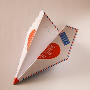 Printable Paper Airplane Valentines / Anniversary Card image 2