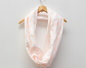 Linen infinity scarf neon orange pastel peach hand screen printed - Watermelon