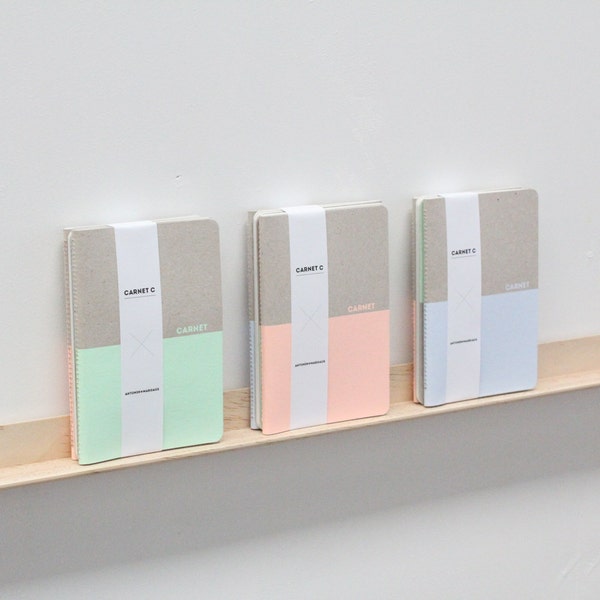 Notebooks pastel colors hand screen printed and hand crafted - Carnets C