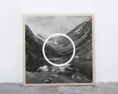 Poster handprinted photo black circle moutain  - 40x40cm - Square II