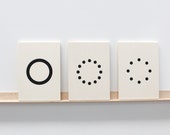 Wood hanprinted black geometric - Les Tryptiques - round