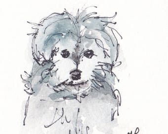 Original Watercolor Dog Painting