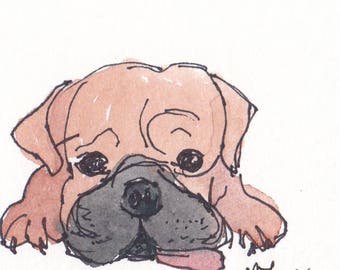 Original Watercolor Dog Painting