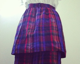 Vintage women's Gilles et poppy purple plaid layered skirt
