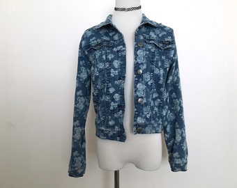 Floral denim jacket