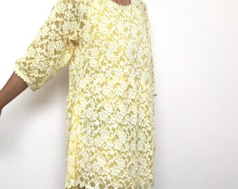 Yellow floral lace dress