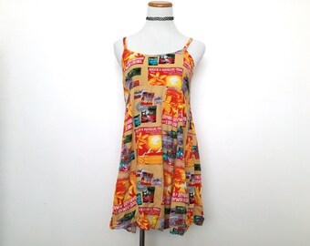 Orange hawaiian print dress