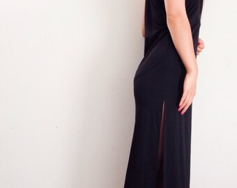 90s vintage black racerback maxi dress