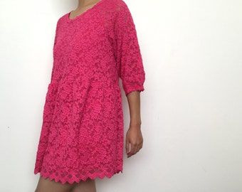 Pink floral lace dress