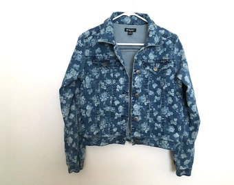 Floral Denim Jacket - Etsy