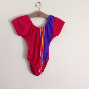 Red body suit with stripes small/medium