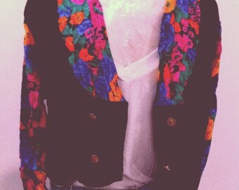 Black and floral lightweight cropped jacket
