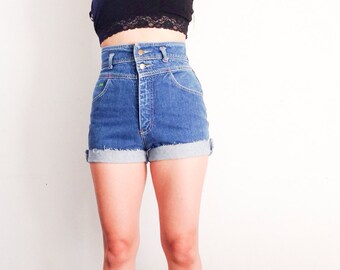 Women's vintage high waisted shorts with studded cross