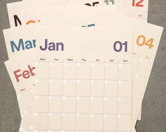 A3 Undated Wall Calendar | Large Monthly Wall Planner A3 Wall Planner individual pages |  Light Beige