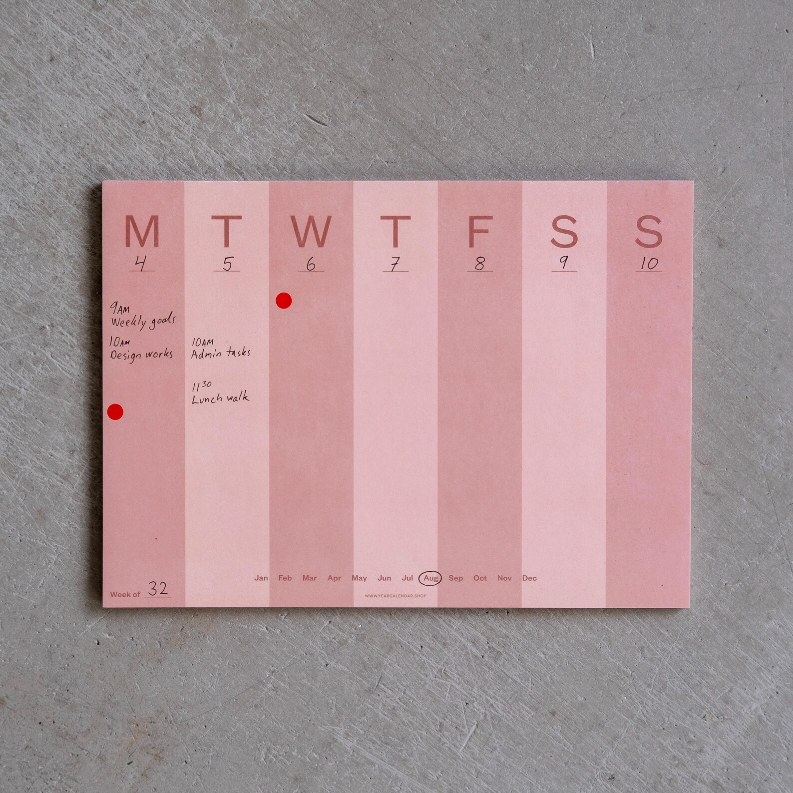 A4 Weekly Planner Pad | Pink Stripe Desk Notepad - Etsy