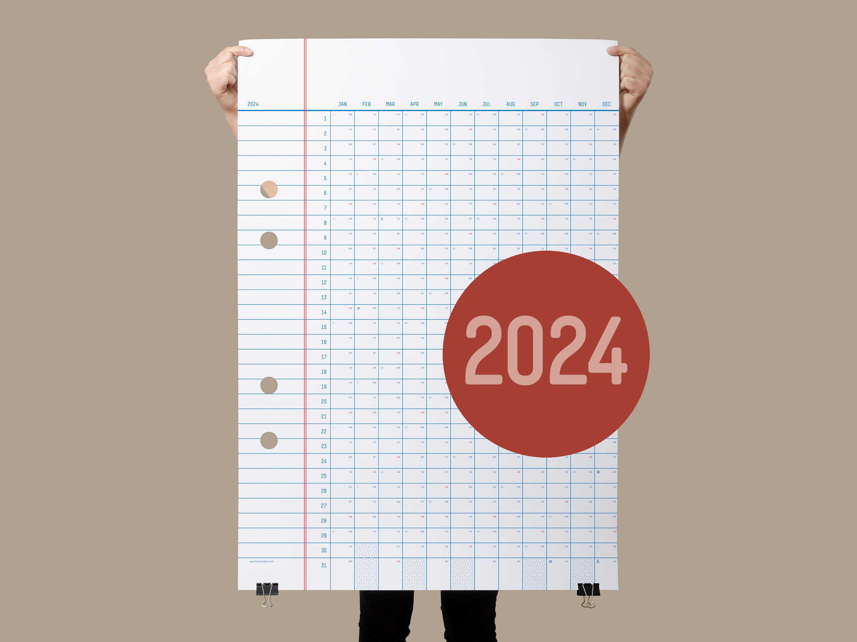 Planificateur mural 2024 Kangaro effacable 70x100cm avec marqueur et e