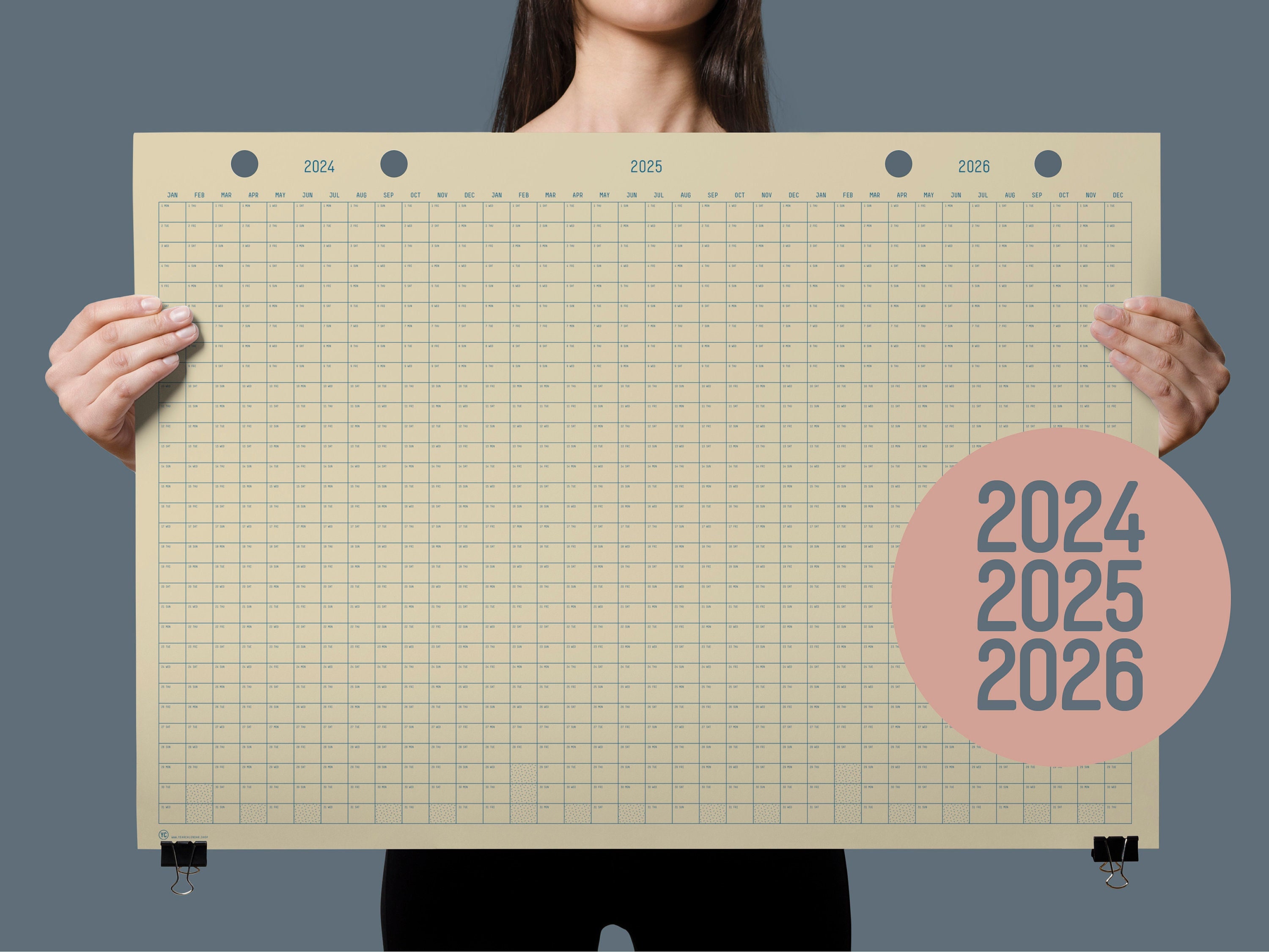 2024-2026, 3 Year Wall Planner | 90x62cm | Get an overview of 2024, 2025 and 2026 with this large wall calendar | Great for home and office
