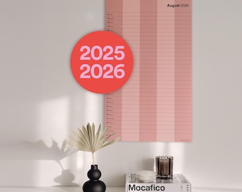 2025-2026 Mid-Year Wall Calendar | 4 Column Family Planner