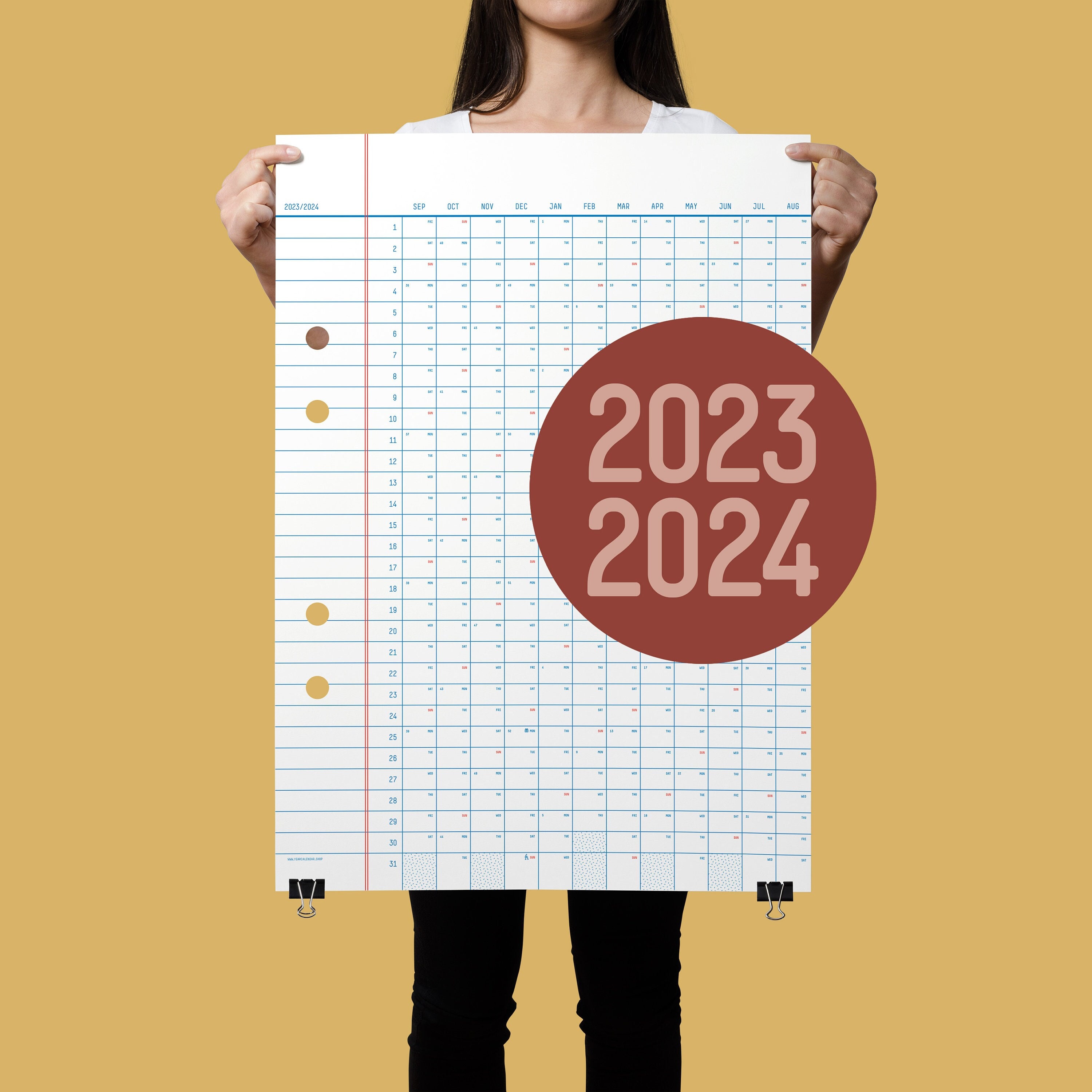 1 calendrier mural 2024, taille XL. Gigatime - Calendrier mural