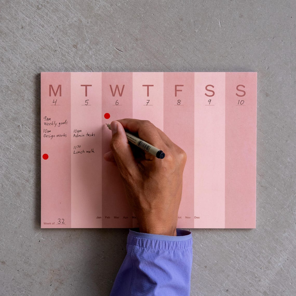 A4 Weekly Planner Pad | Pink Stripe Desk Notepad - Etsy