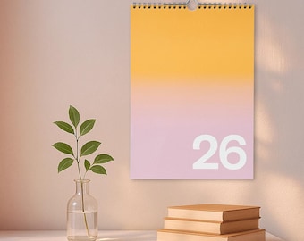 Calendario de pared degradado 2026 / Planificador mensual A4
