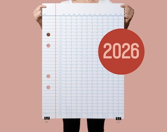 Muurplanner 2026 | Grote kalender van gerecycled papier van 50 x 70 cm