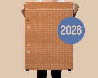 2026 Wall Planner | Large School Calendar, Brown (50x70cm)