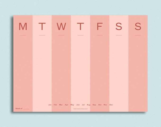 A4 Weekly Planner Pad | Pink Stripe Desk Notepad - Etsy