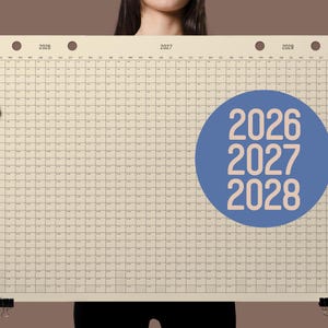 2026-2028, 3 Year Wall Planner | 90x62cm | Get an overview of 2026, 2027 and 2028 with this large wall calendar | Great for home and office