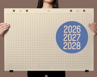 2026-2028, 3 Year Wall Planner | 90x62cm | Get an overview of 2026, 2027 and 2028 with this large wall calendar | Great for home and office