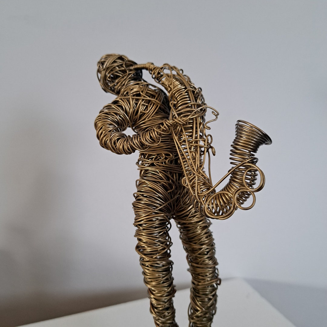 Saxophone Player Statue, Wire Sculpture Figurine Etsy