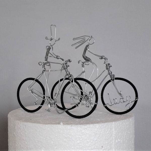 Hochzeitstorte Topper, Fahrrad Hochzeit, Herr und Frau Fahrrad Topper, Radfahrer Hochzeit