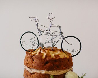 Topper de pastel de boda de bicicleta tándem personalizado y a medida