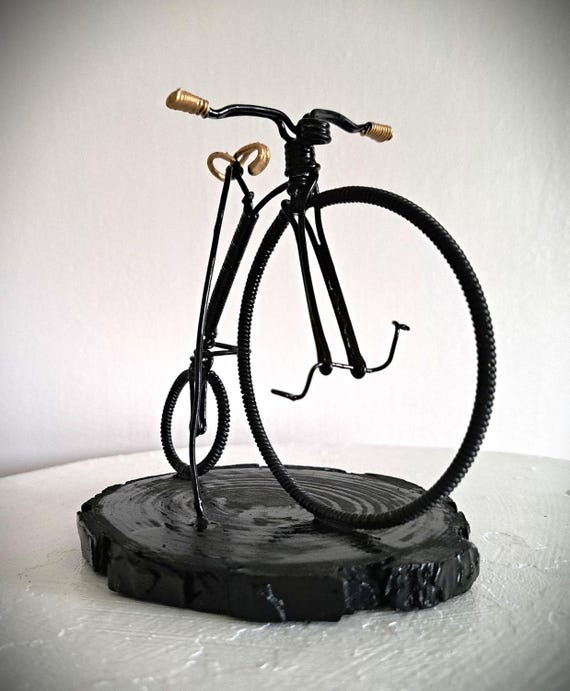 Penny Farthing Wire Bicycle Sculpture • Gothic Cake Topper • Personalised Vintage Bike Gift