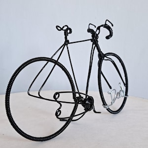 Personalised Miniature Bike wire sculpture, gift for cyclists.