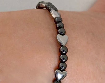 Massivt magnetiskt silverhjärtat fint magnetiskt armband, fotlänk eller halsband ~ Extra starkt magnetiskt spänne! ~