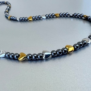 Dainty Magnetic Heart Necklace, Bracelet or Anklet! ~ Solid Magnetic Necklace Silver & Gold Hearts! ~ Extra Strength Magnetic Clasp!