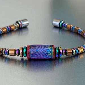 Mood Bead Bracelet with Copper & Rainbow Finish Magnetic Beads image 5