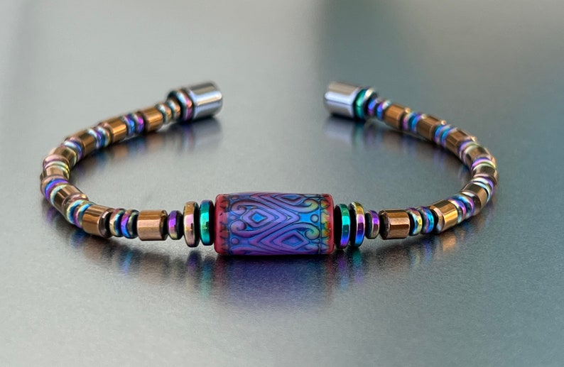 Mood Bead Bracelet with Copper & Rainbow Finish Magnetic Beads image 5