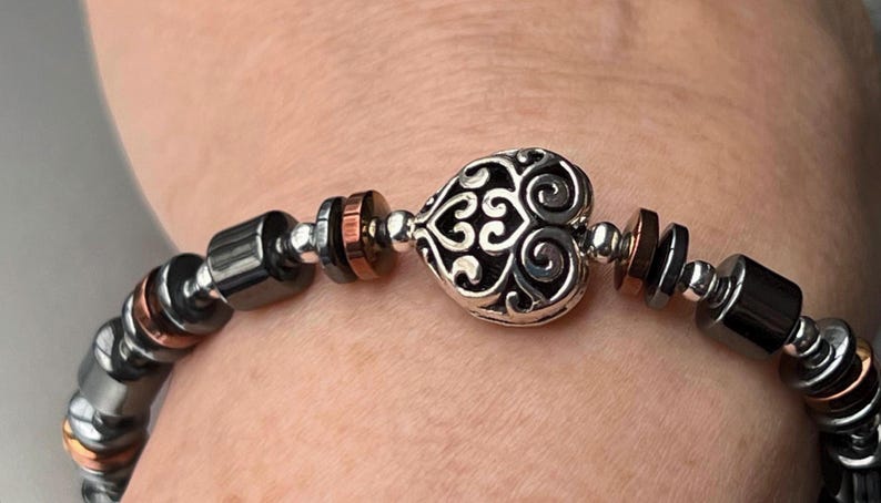 Brighton-stil hjärtformad magnetisk armband med kopparmagneter och extra starkt spänne ~ bild 11